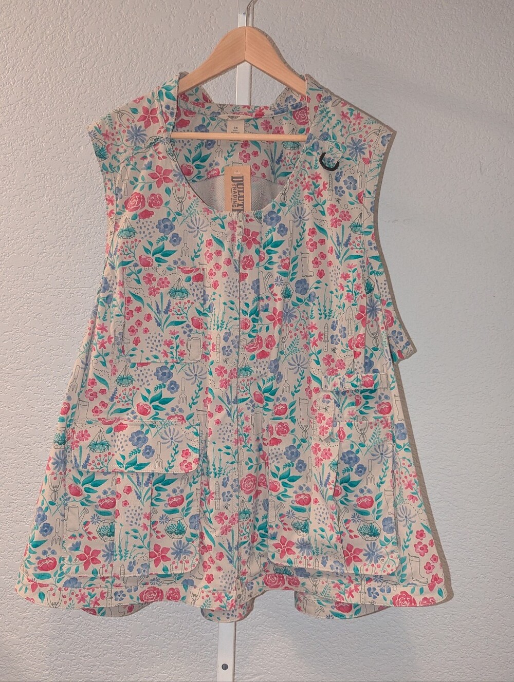 NWT Duluth Trading Co Heirloom Gardening Vest Plus Size 3X Garden Veggie Print